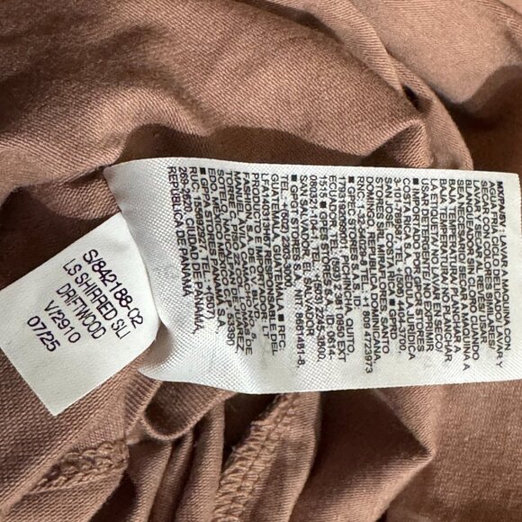 Old Navy Slit Neck with Side Ruching Top, Cotton/Modal, Driftwood, Large - Picture 9 of 10